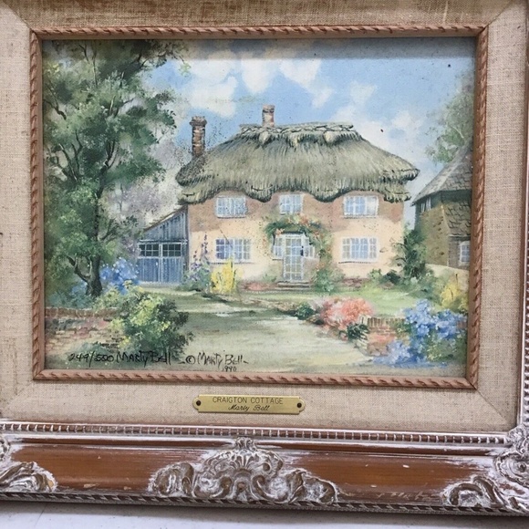 Marty Bell Signed & Numbered 249/500 (CRAIGTON COTTAGE) W/COA On Canvas Vintage - Picture 1 of 12